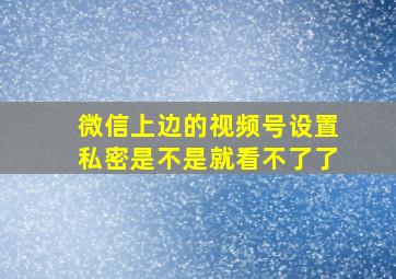 微信上边的视频号设置私密是不是就看不了了