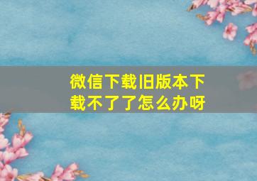 微信下载旧版本下载不了了怎么办呀