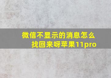 微信不显示的消息怎么找回来呀苹果11pro