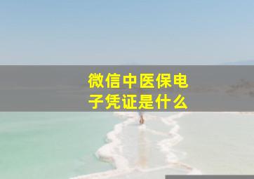 微信中医保电子凭证是什么