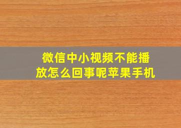 微信中小视频不能播放怎么回事呢苹果手机