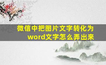 微信中把图片文字转化为word文字怎么弄出来