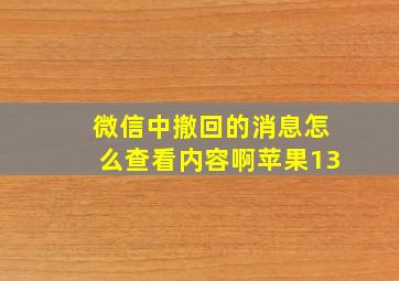 微信中撤回的消息怎么查看内容啊苹果13