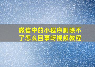 微信中的小程序删除不了怎么回事呀视频教程