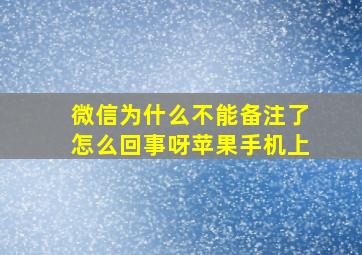 微信为什么不能备注了怎么回事呀苹果手机上