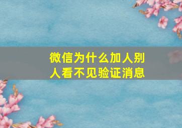 微信为什么加人别人看不见验证消息