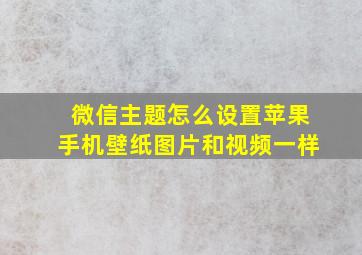 微信主题怎么设置苹果手机壁纸图片和视频一样