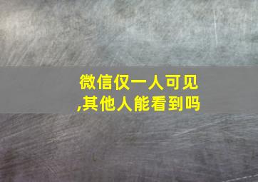 微信仅一人可见,其他人能看到吗