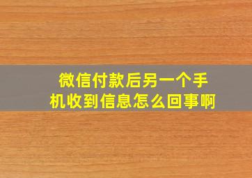 微信付款后另一个手机收到信息怎么回事啊