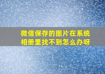 微信保存的图片在系统相册里找不到怎么办呀