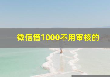 微信借1000不用审核的