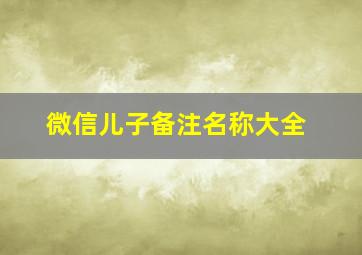 微信儿子备注名称大全