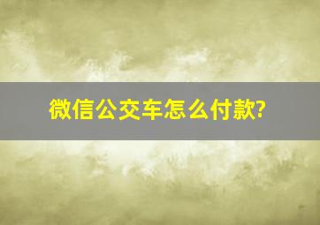 微信公交车怎么付款?