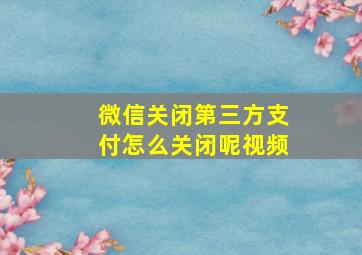 微信关闭第三方支付怎么关闭呢视频