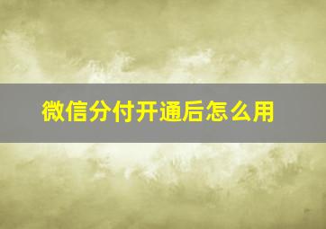 微信分付开通后怎么用