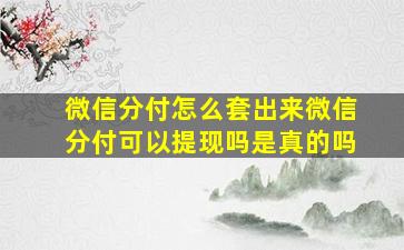 微信分付怎么套出来微信分付可以提现吗是真的吗