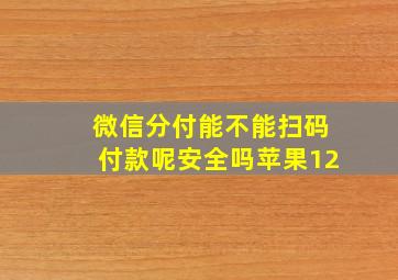 微信分付能不能扫码付款呢安全吗苹果12