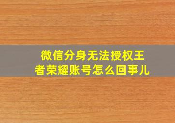 微信分身无法授权王者荣耀账号怎么回事儿