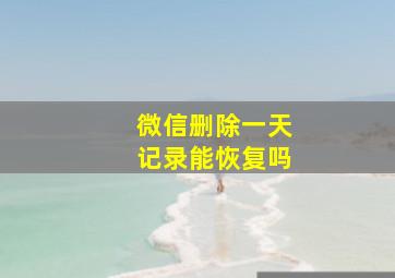 微信删除一天记录能恢复吗