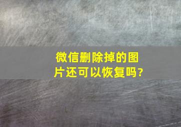 微信删除掉的图片还可以恢复吗?