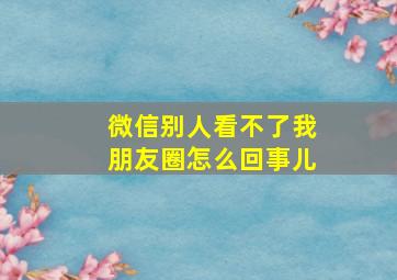 微信别人看不了我朋友圈怎么回事儿