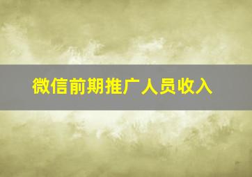 微信前期推广人员收入