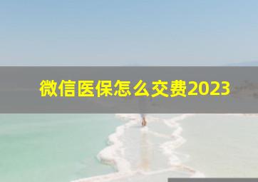 微信医保怎么交费2023