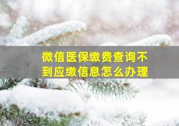 微信医保缴费查询不到应缴信息怎么办理