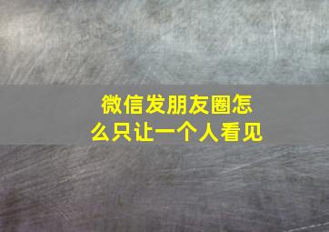 微信发朋友圈怎么只让一个人看见