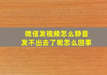 微信发视频怎么静音发不出去了呢怎么回事