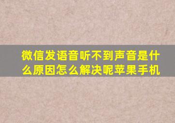 微信发语音听不到声音是什么原因怎么解决呢苹果手机