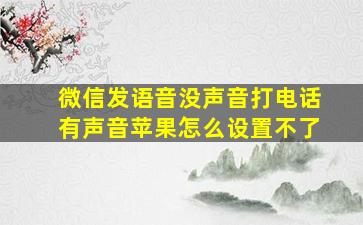 微信发语音没声音打电话有声音苹果怎么设置不了