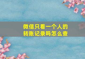 微信只看一个人的转账记录吗怎么查