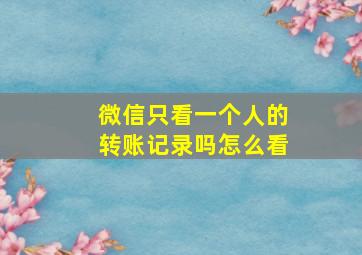 微信只看一个人的转账记录吗怎么看