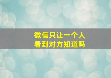 微信只让一个人看到对方知道吗