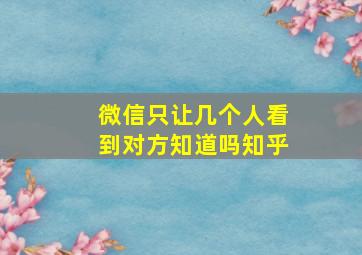 微信只让几个人看到对方知道吗知乎