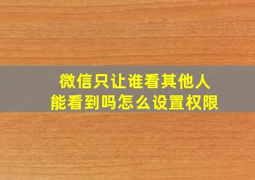 微信只让谁看其他人能看到吗怎么设置权限