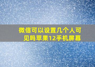 微信可以设置几个人可见吗苹果12手机屏幕