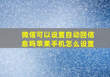 微信可以设置自动回信息吗苹果手机怎么设置