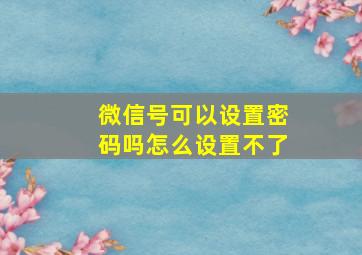 微信号可以设置密码吗怎么设置不了