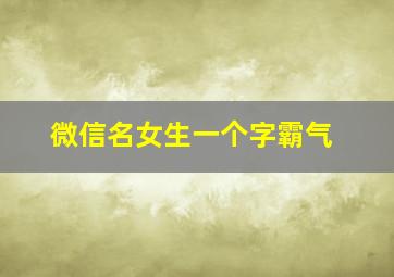 微信名女生一个字霸气