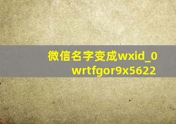 微信名字变成wxid_0wrtfgor9x5622