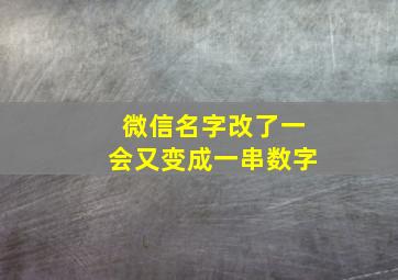 微信名字改了一会又变成一串数字