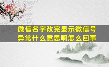 微信名字改完显示微信号异常什么意思啊怎么回事