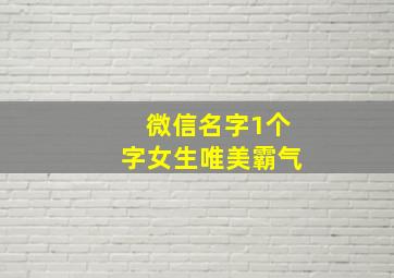 微信名字1个字女生唯美霸气