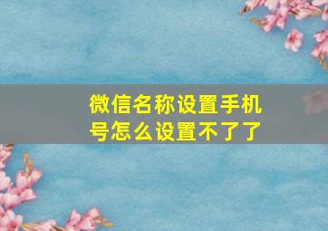 微信名称设置手机号怎么设置不了了