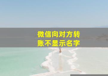 微信向对方转账不显示名字