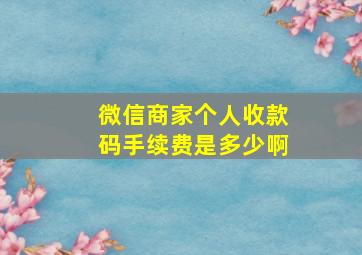 微信商家个人收款码手续费是多少啊