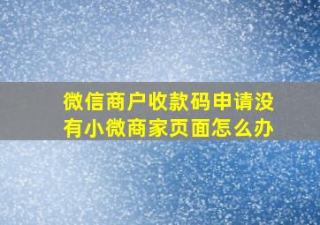 微信商户收款码申请没有小微商家页面怎么办