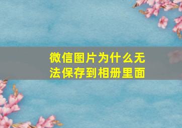 微信图片为什么无法保存到相册里面